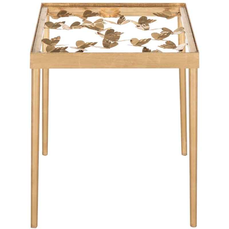 SAFAVIEH Rosalie Antique Gold Leaf Side Table - 18" x 18" x 21.5"