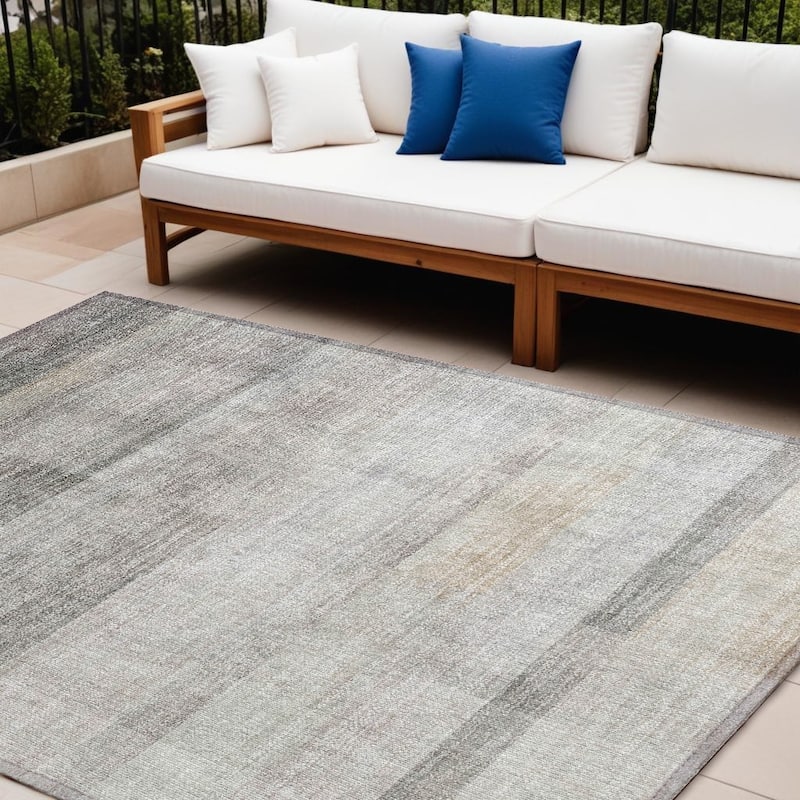 Belo Ombre Weather Resistant Classic Meets Modern Runner Outdoor Rug - 9' X 12' - Taupe