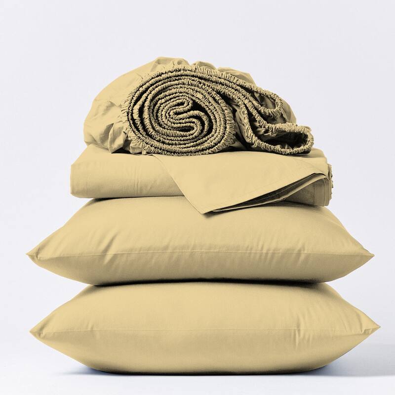 Purity Home 400TC 100% Cotton Long Staple Ultra-soft Percale Sheet Set - Yellow - Full