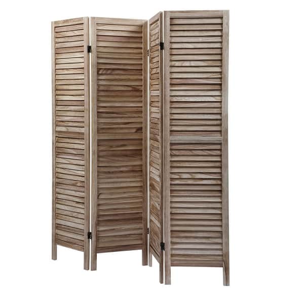 Sycamore wood 4 Panel Screen Folding Louvered Room Divider - 64.18*0.71 ...