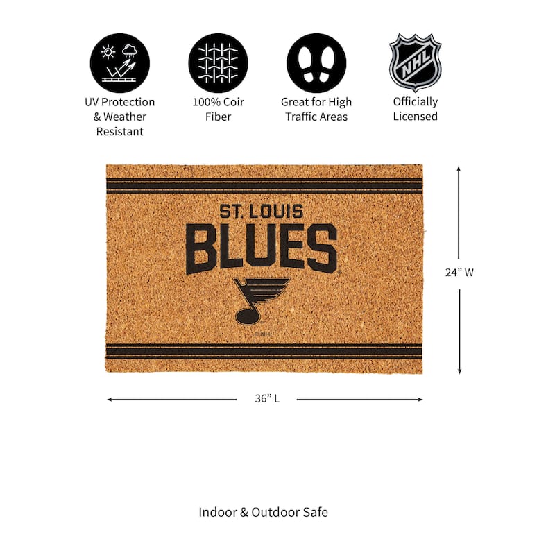 St Louis Blues Monochrome Indoor/Outdoor Coir Door Mat - 36" x 24"
