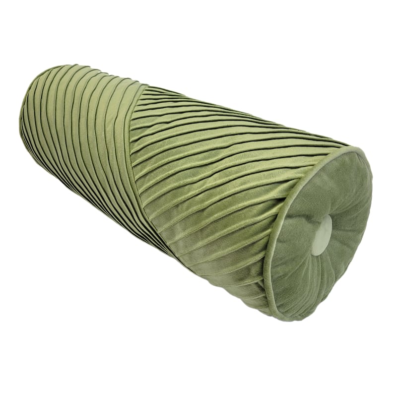 Edie At Home Chelsea Spliced Neckroll Decorative Throw Pillow 7x18 - Green/White