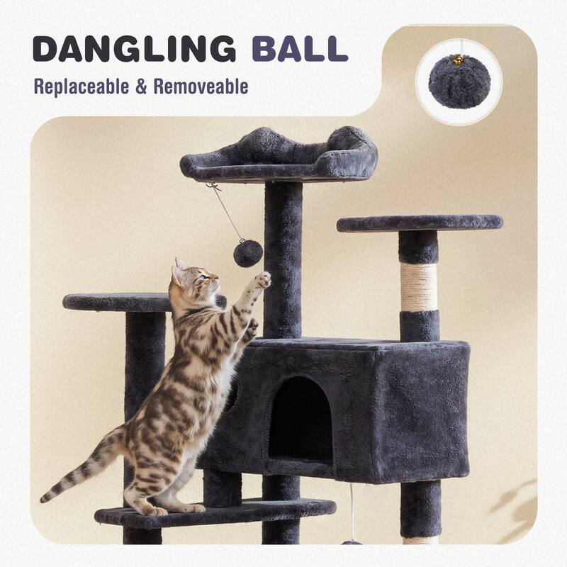 Cat Tree Tower with Scratching Posts and Cond,Multi-Level Kitty Climber for Indoor Cats