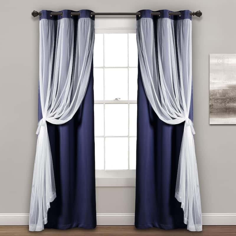 Lush Decor Grommet Sheer Panel Pair with Insulated Blackout Lining