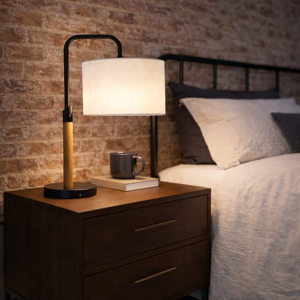 Valentina Modern Swirl Accent Table Lamp with Linen Shade