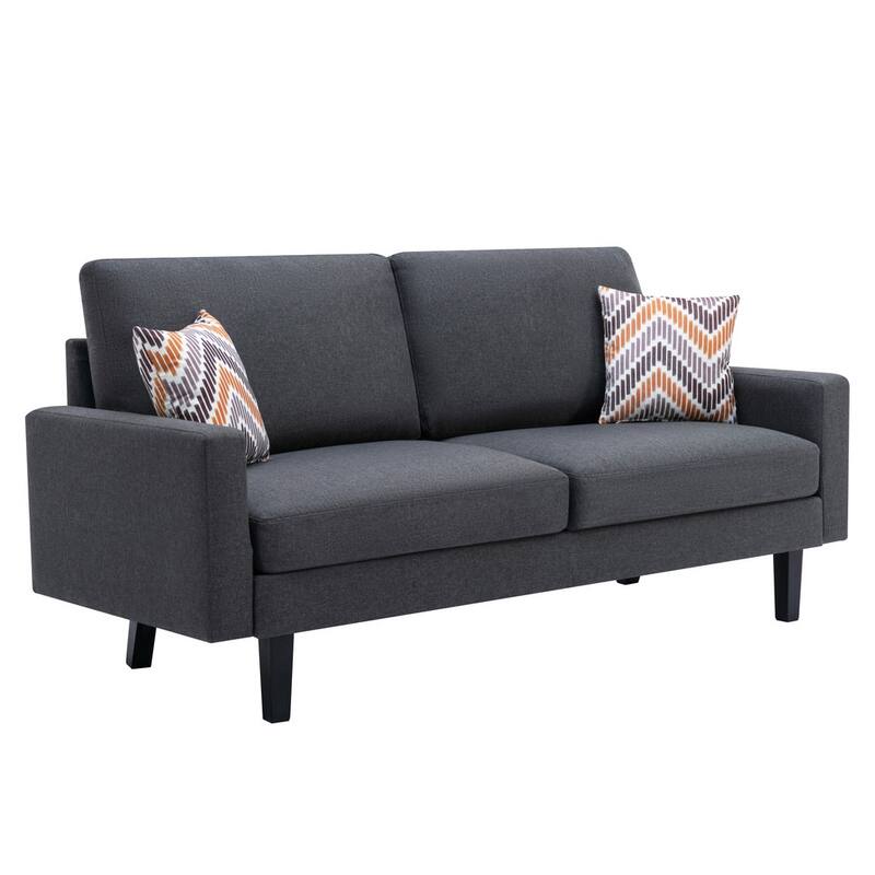 Linen Sofa and 2 Chairs with 2 Throw Pillows