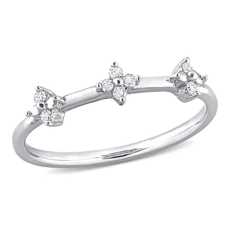 Miadora 1/10ct TW Diamond Floral Promise Ring in Sterling Silver