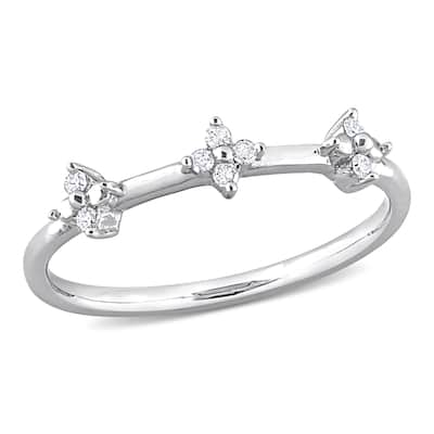 Miadora 1/10ct TW Diamond Floral Promise Ring in Sterling Silver