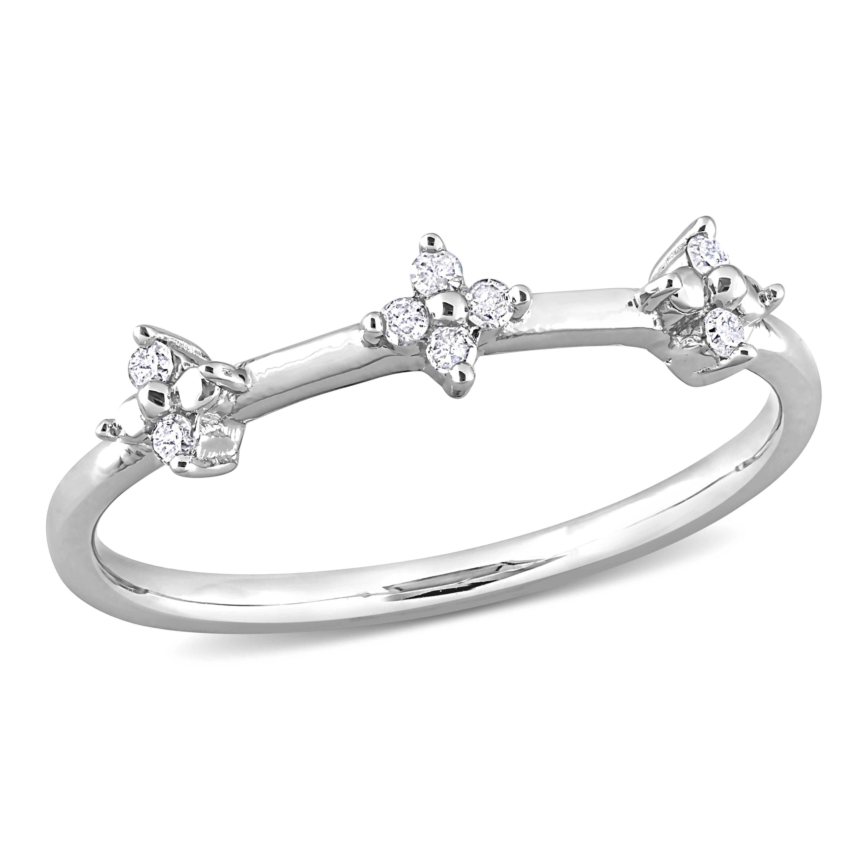 Miadora 1/10ct TW Diamond Floral Promise Ring in Sterling Silver