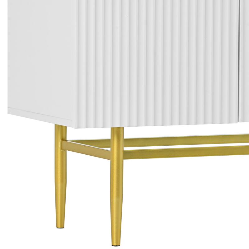 White Sideboard Buffet Cabinet Adjustable Shelves Accent Storage Cabinet