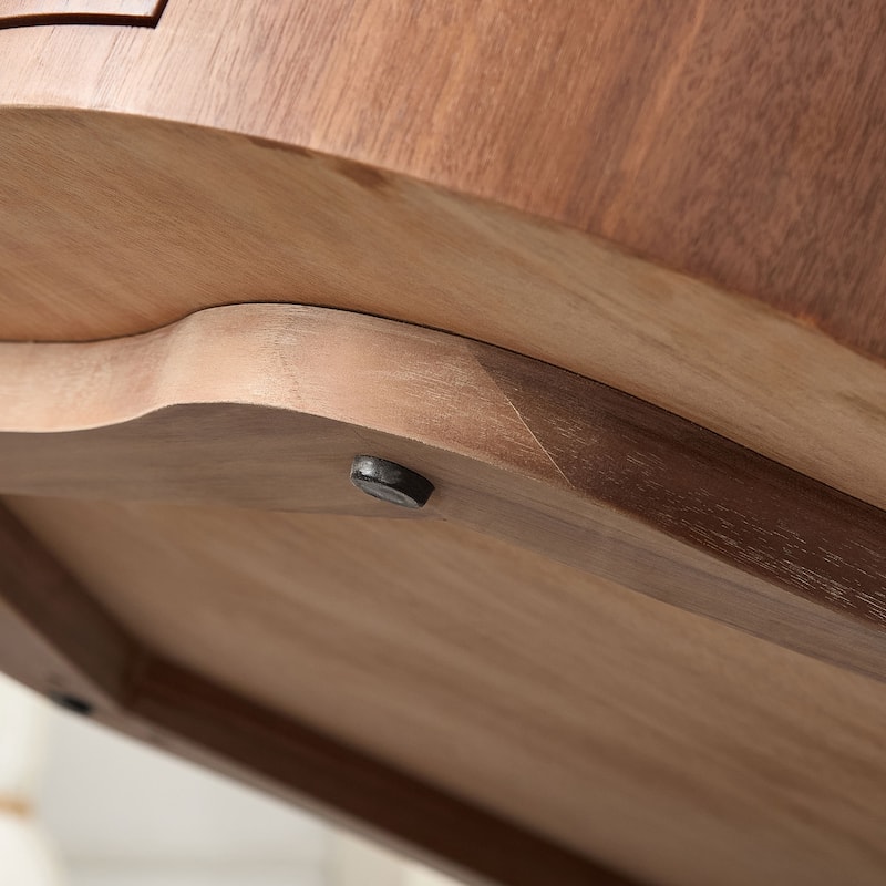 Petal-Shaped Coffee Table, Accent Table with Hidden Drawer, Wood Storage Table, No Assembly Required