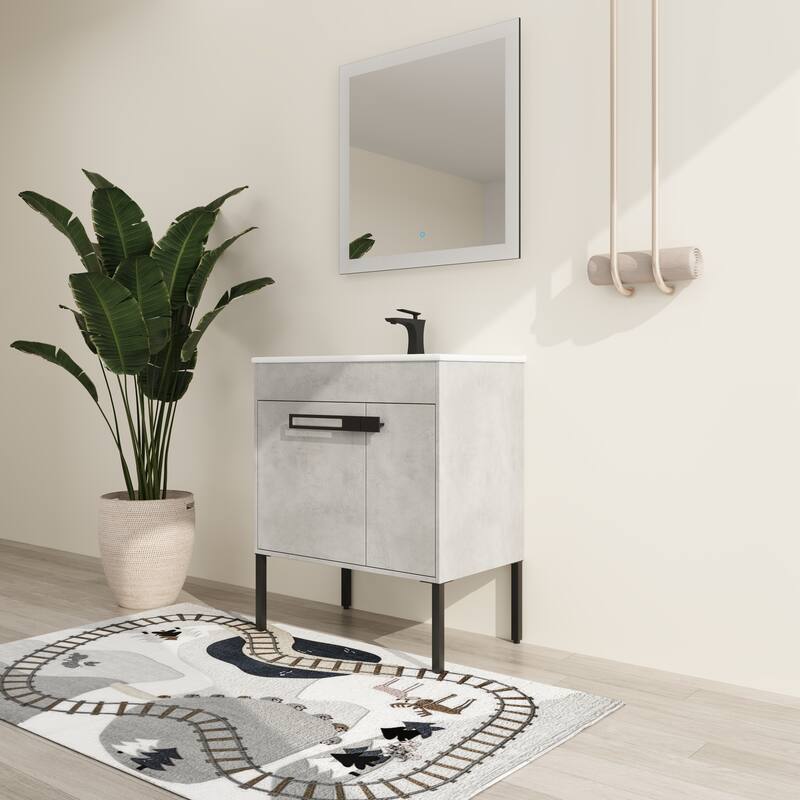 Malwee 24"/30"/36" FreeStanding Bathroom Vanity, Floor Stand Bathroom Vanity with Ceramic Top,Soft Close Door