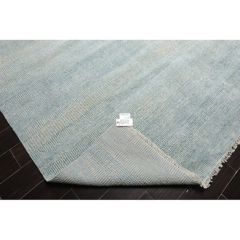 Hand Knotted Ivory Persian Wool and Silk Modern Oriental Area Rug