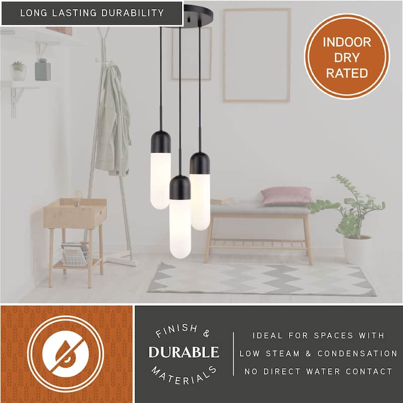 Thalia 3L Contemporary Pendant Light White Pill Glass