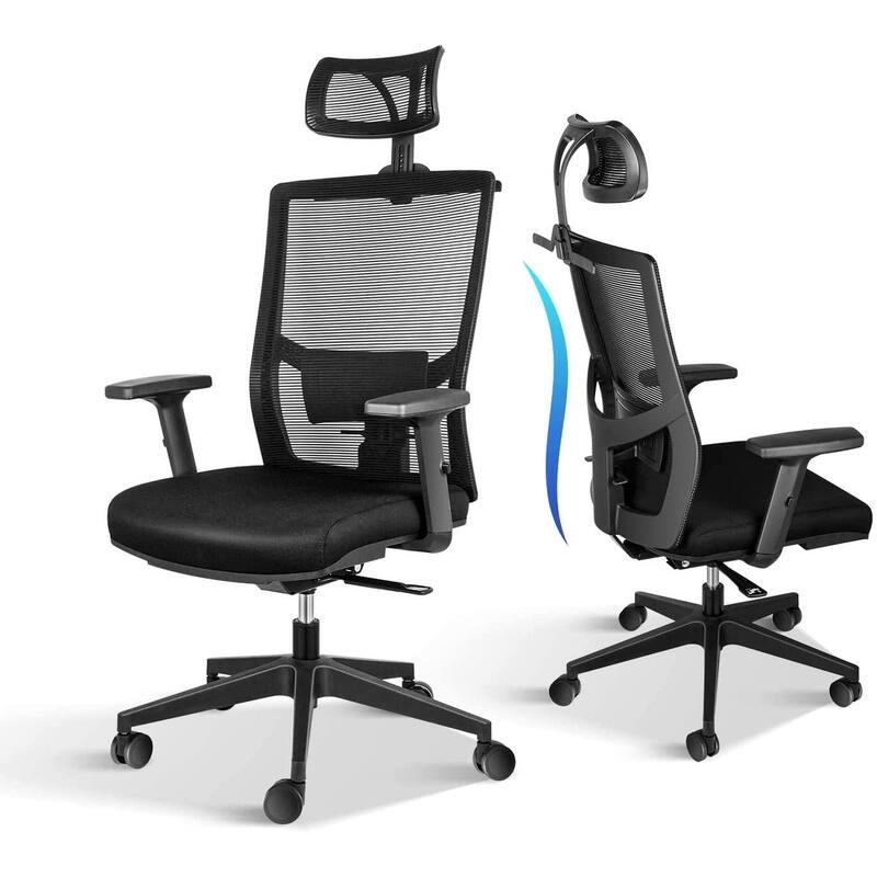 Black Fabric Adjustable Height Gaming Chair with Adjustable Arms and