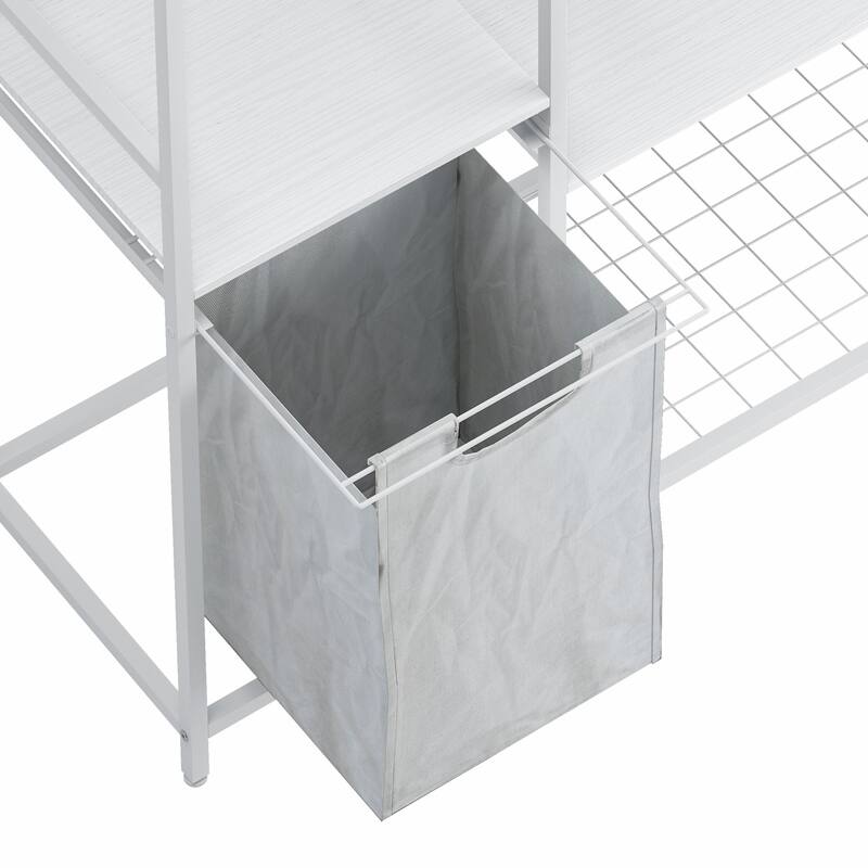Portable Wardrobe Clothes Rack with Bottom Mesh