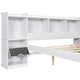 preview thumbnail 6 of 16, Queen Size Solid Pine Wood Platform Kids Bed Frame with Multi-Storage Headboard, Large Drawer, and Open Shelves, White