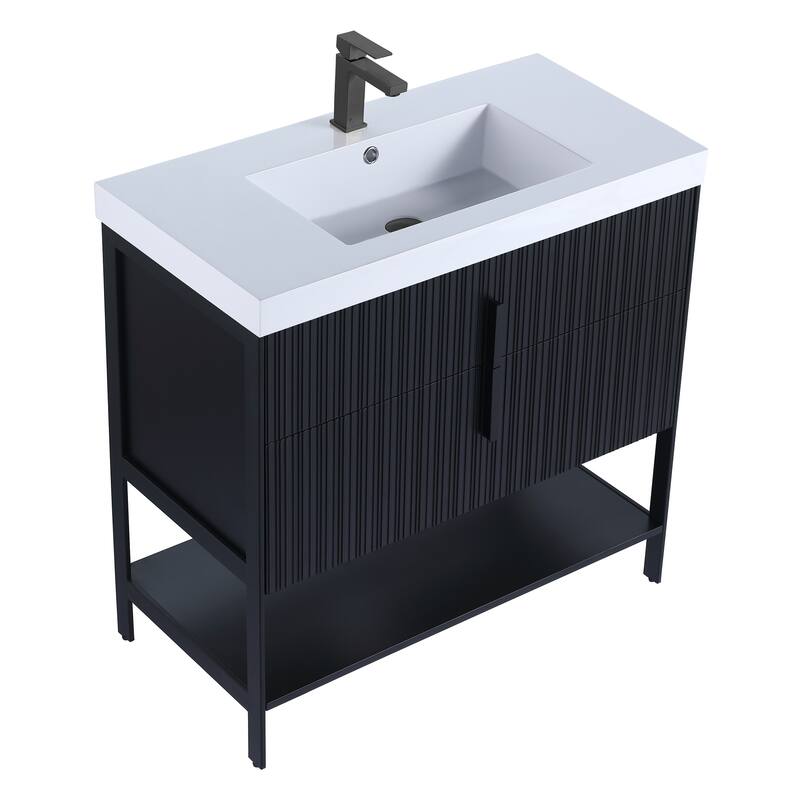 Fine Fixtures Serenity Modern Bathroom Vanity with White Gel Acrylic Top