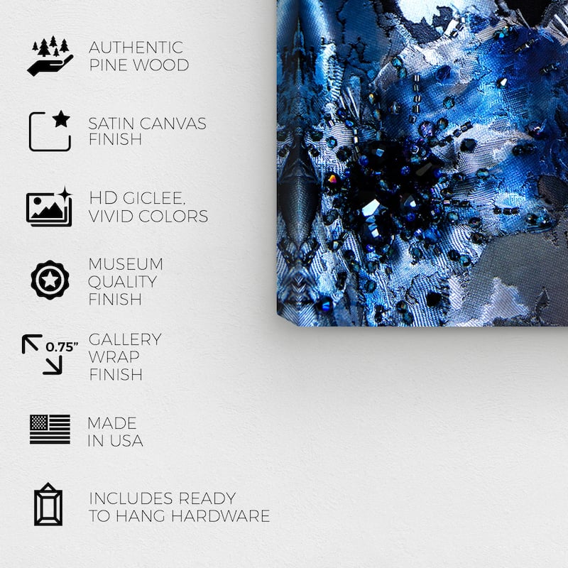 Wynwood Studio Canvas Fashion Mark Zunino - Amber Florals and Saphire Tides Blue and Amber Modern Wall Art Canvas Print