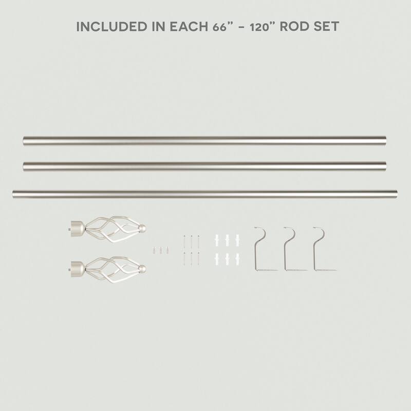 ATI Home Lancelot 1" Adjustable Window Curtain Rod and Finial Set
