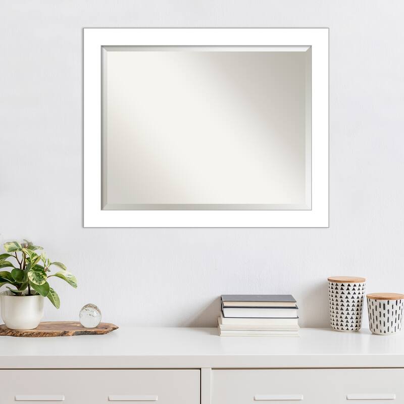 Beveled Wall Mirror - Wedge White Frame - Wedge White