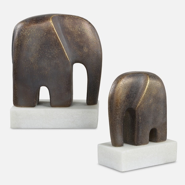 slide 2 of 5, Uttermost Timeless Tusk Bronze Sculptures Set of 2