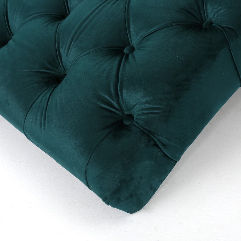 Roomfitters Tufted Velvet Chaise Lounge, Modern Recliner with Arched Back and Wooden Legs