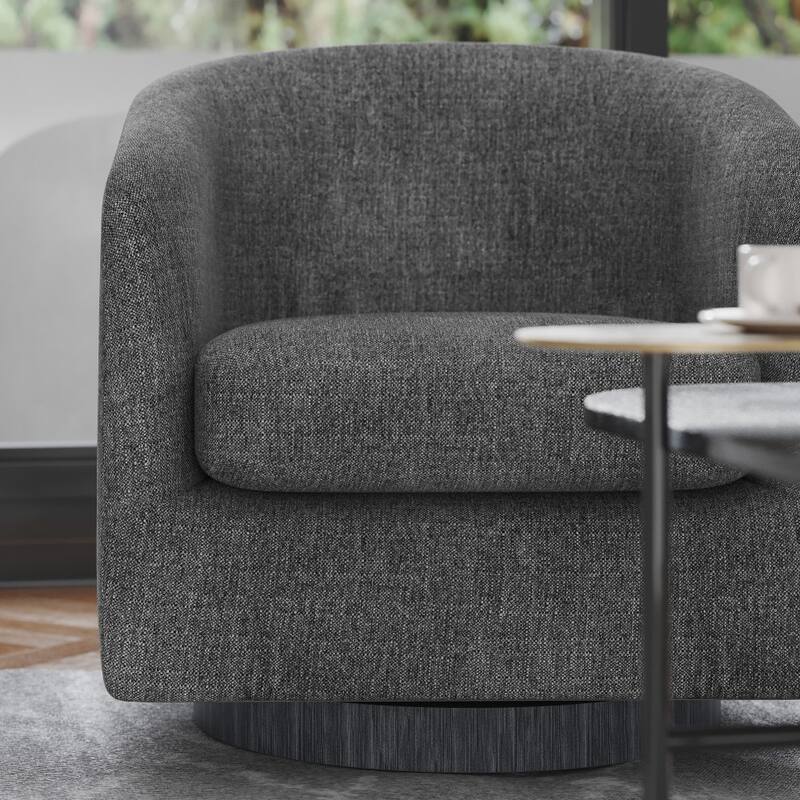 Traditional Club Style Accent Chair with 360° Swivel Metal Base
