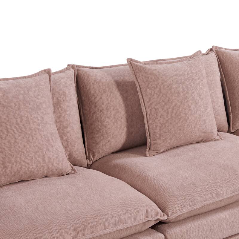 108.66"Chenille L-shaped Sectional Sofa with Convertible Chaise,Comfy Cloud Couch Deep Sectional Sofa with Ottomans
