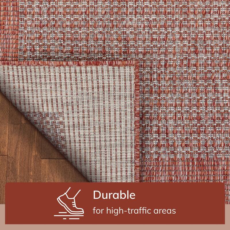Well Woven Medusa Odin Indoor Outdoor Border Solid Area Rug