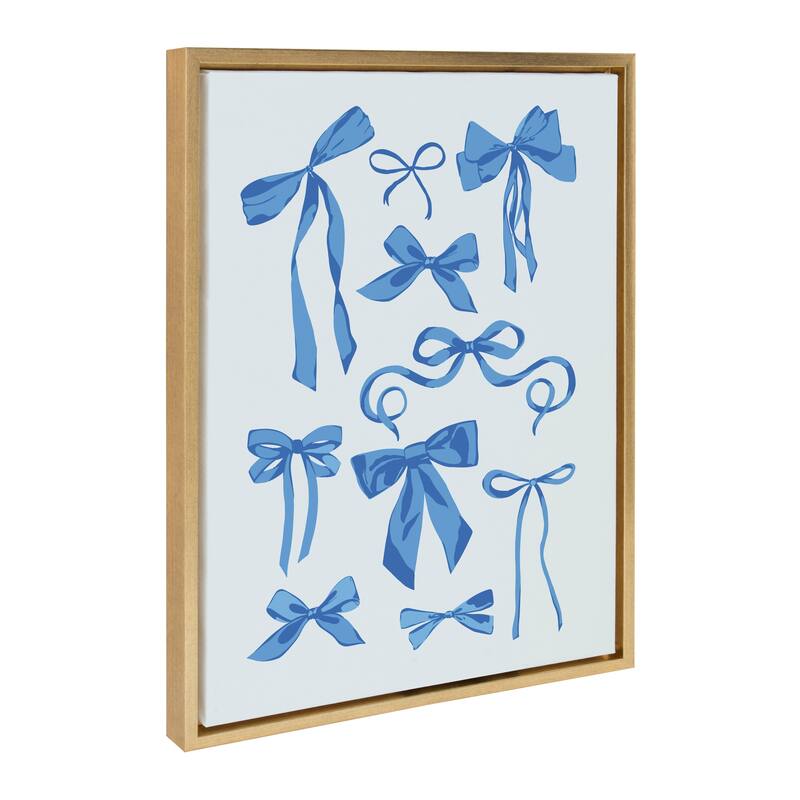 Kate and Laurel Sylvie Blue Bows Framed Canvas by Honey Island Studio - 18x24 - Yellow