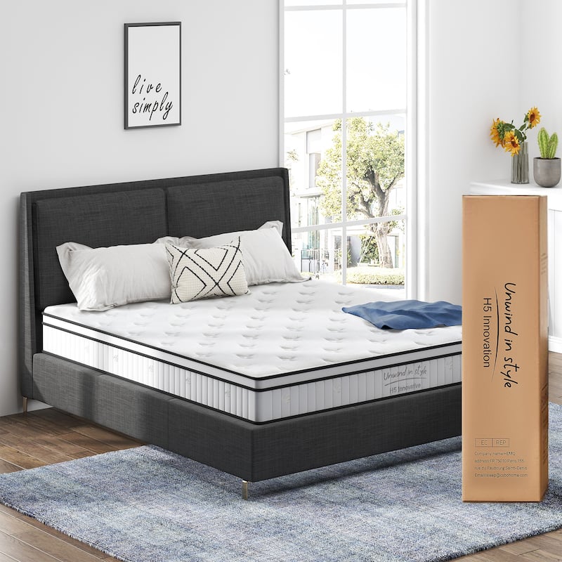 GDFStudio - Meridian 10 Inch Hybrid Memory Foam Mattress,Individually Pocketed Innerspring,Medium Firm