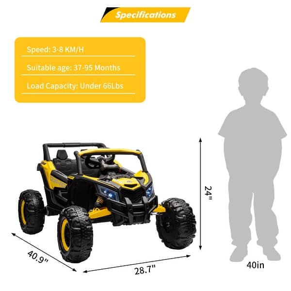 dimension image slide 3 of 6, 24V Ride on UTV Car, Battery Powerd Electric Off-Road UTV Car, Remote Control