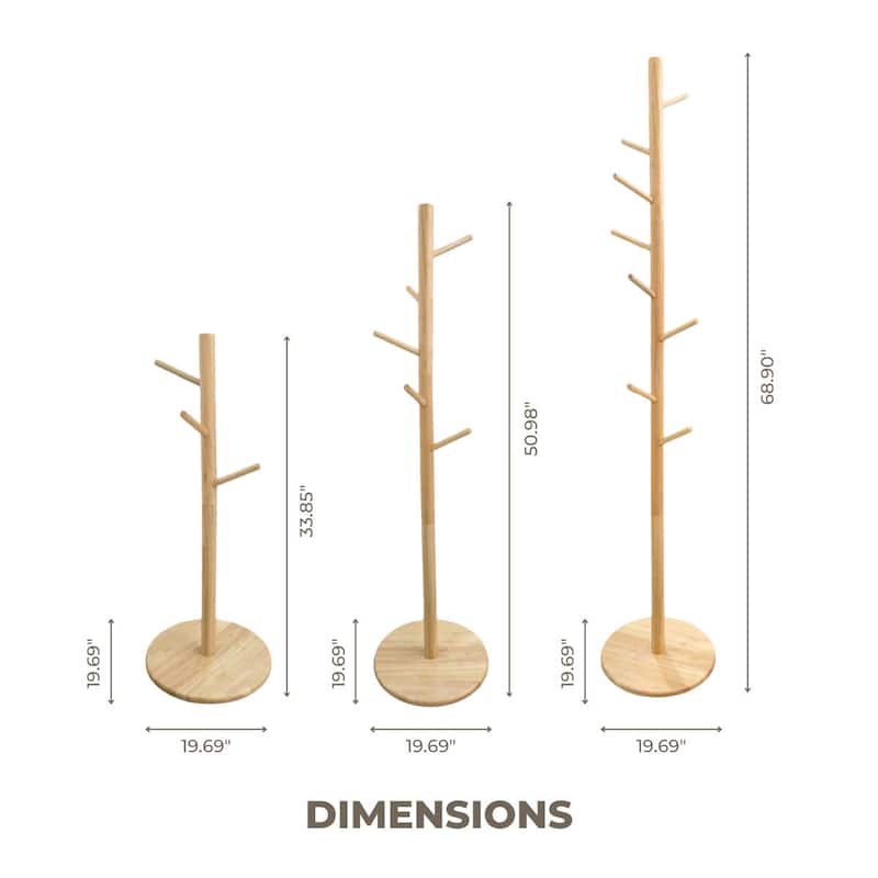 Made4Home Teylers Solid Wood 8-Hook Freestanding Coat Rack
