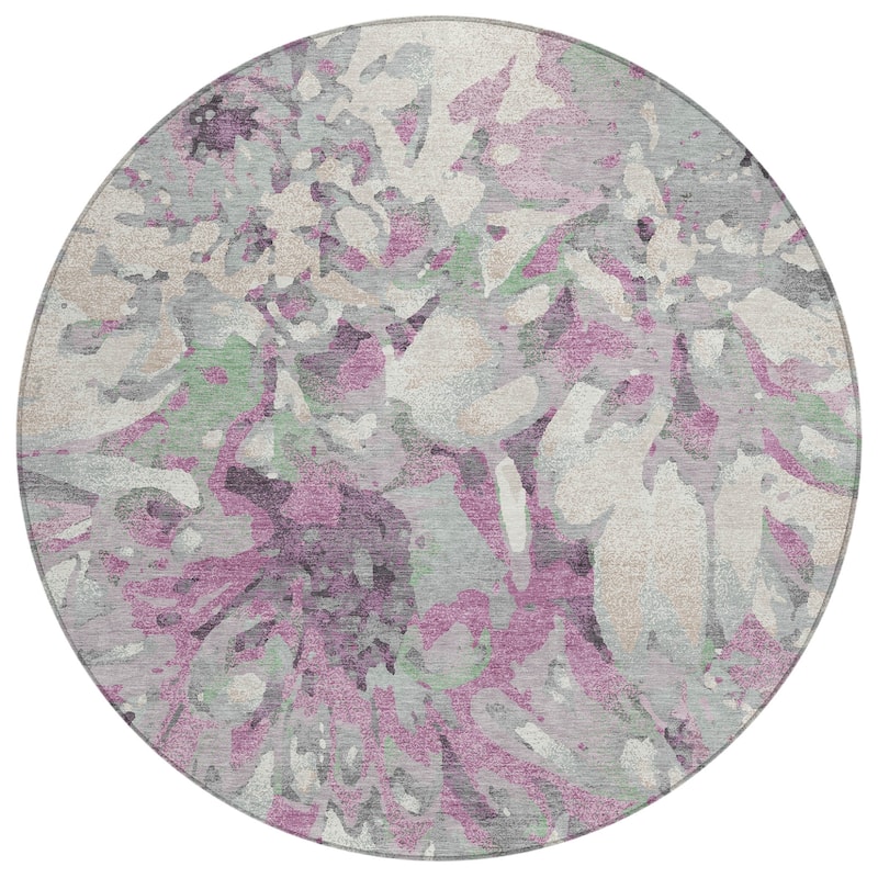 Machine Washable Indoor/ Outdoor Abstract Floral Chantille Rug