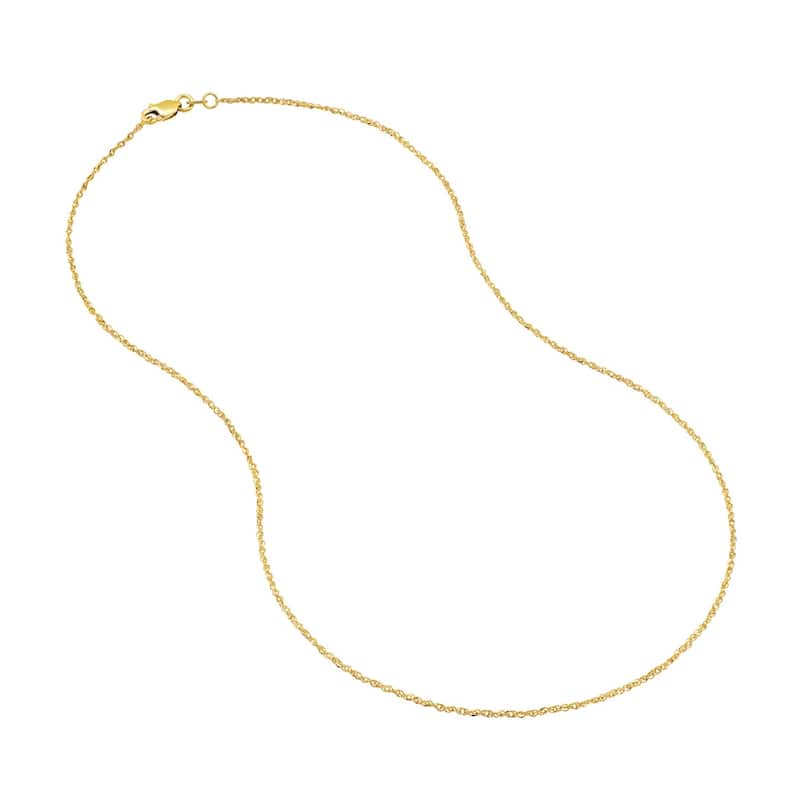 Curata 14k Yellow Gold 1.25mm Diamond Singapore Chain Necklace (Lobster)
