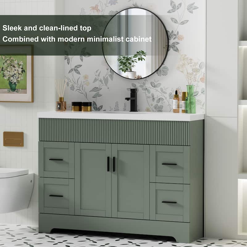 Wavy Line 30"/36"/48" Bathroom Vanity Set with Sink & Faucet