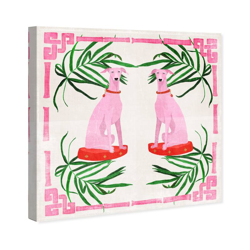 Wynwood Studio Canvas Animals Pink Hound Dogs Pink and Modern & Contemporary Wall Art Canvas Print