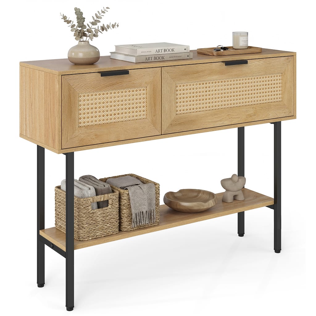 Gymax 40'' Freestanding Entryway Table w/Flip Doors & Open Storage