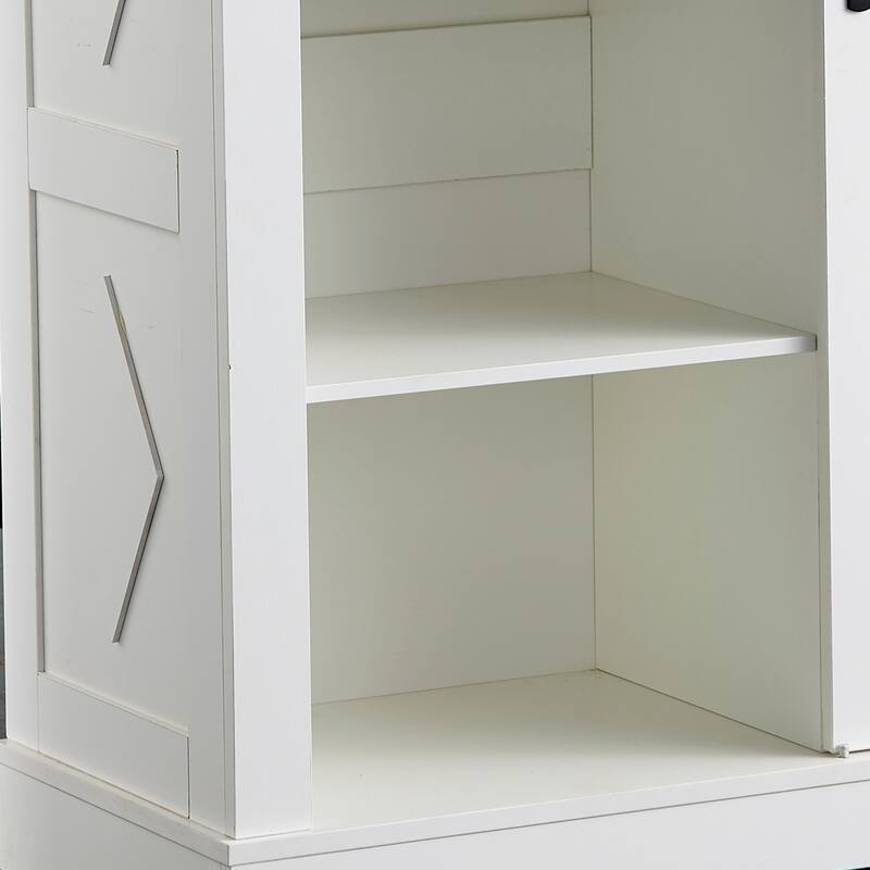 Coffee Bar Cabinet with Sliding Barn Door, Buffet Cabinet with Storage Shelves, Kitchen Sideboard with 2 Drawers