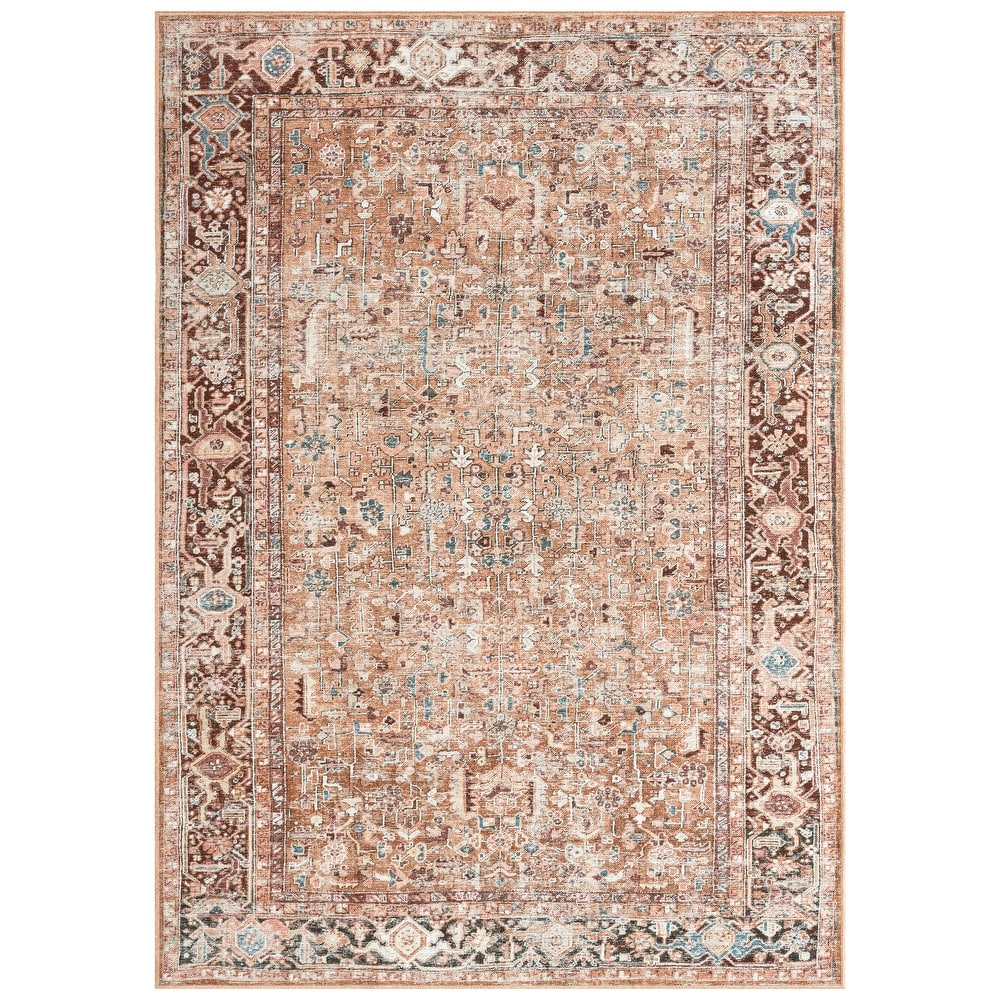 Everwash Callaghan Edith Distressed Vintage Machine Washable Area Rug