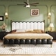 preview thumbnail 38 of 44, Christopher Knight Home - Leather Upholstered Bed with Headboard & Footboard, Solid Wood Slats & Legs, No Box Spring Needed BLACK+WHITE - King