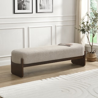 Christopher Knight Home - Gazena Beige Large Ottoman Bench with Rubberwood Base - 64" W x 18.5" D x 18.5" H