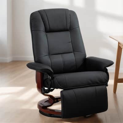 Faux Leather Adjustable Swivel Manual Recliner with Footrest, Armrest