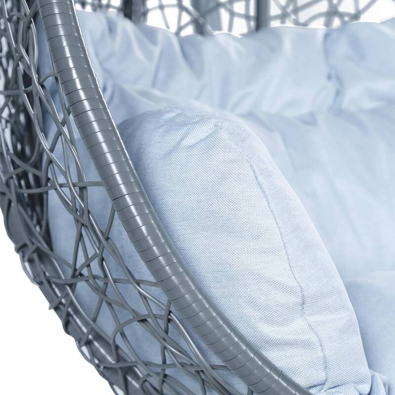 Hanging Swing Chair with Weave Design and Teardrop Shape in Grey Frame