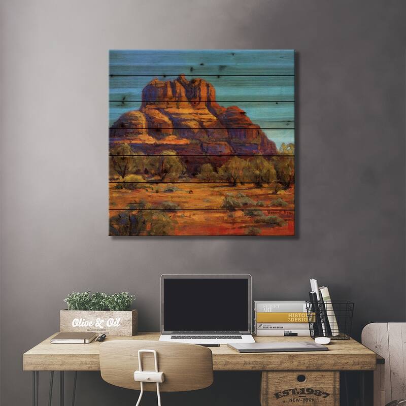 Bell Rock Print On Wood by Konnie Kim - Multi-Color