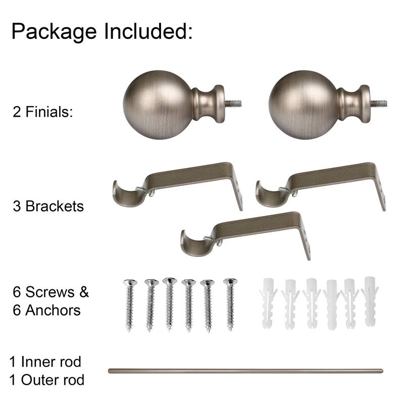 UTOPIA ALLEY 3/4 Inch Curtain Rod - Curtain Rods For Windows 48 to 86 Inch, Adjustable Drapery Rods, Satin Nickel Curtain Rods