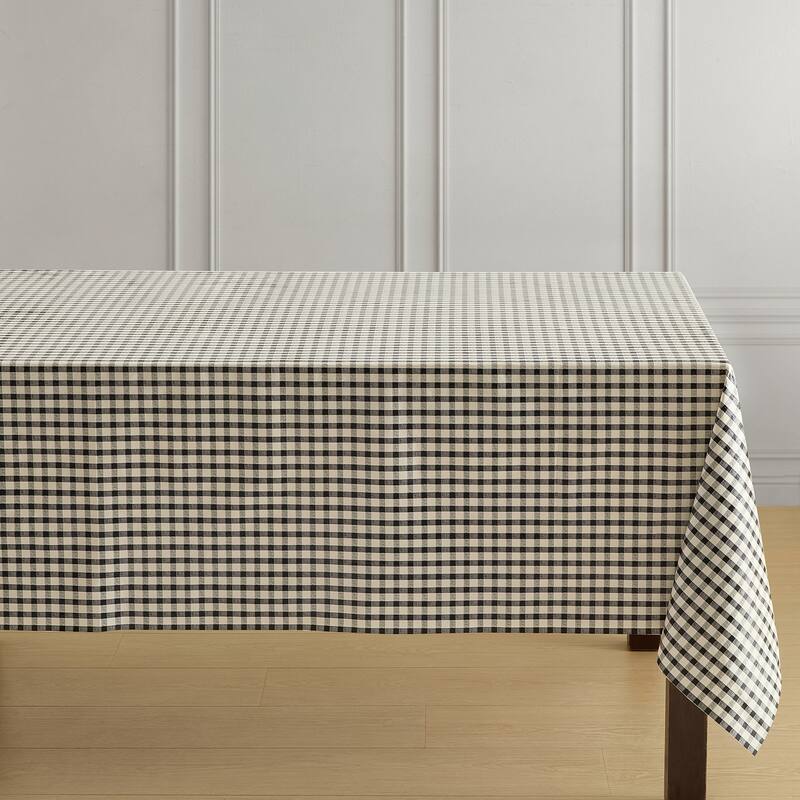 Gingham Check 3-Yard Cut-to-fit Vinyl Tablecloth/Table Protector - 54x108 - Black