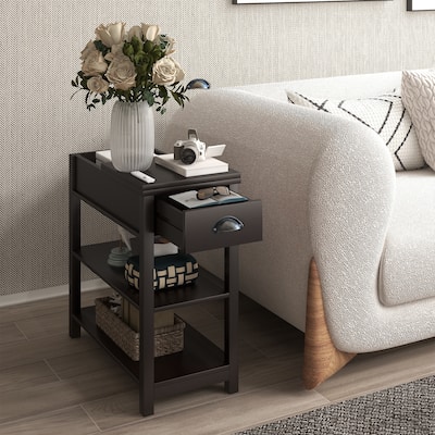 Narrow Sided Table with Drawers and Bottom Partition in Flip Over Design