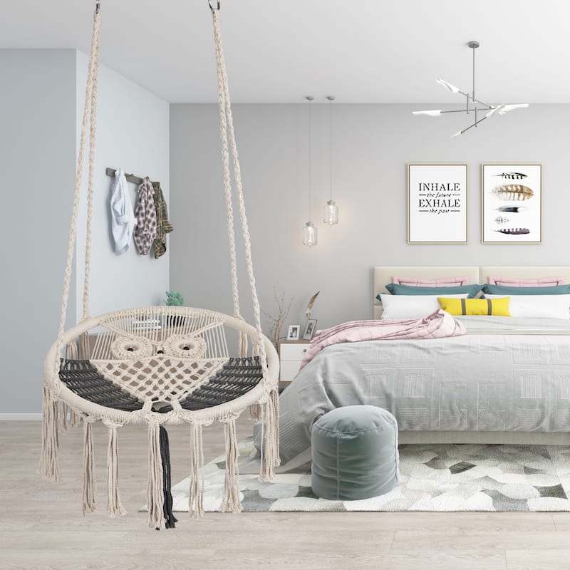 Owl Hanging Macrame Rope Swing Chair